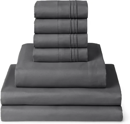 Mellanni Juego de Sábanas Split King - Colección Icónica de 7 Piezas para Ropa de Cama, (Incluye 4 Fundas de Almohada), Bolsillo Profundo de 16 1394
