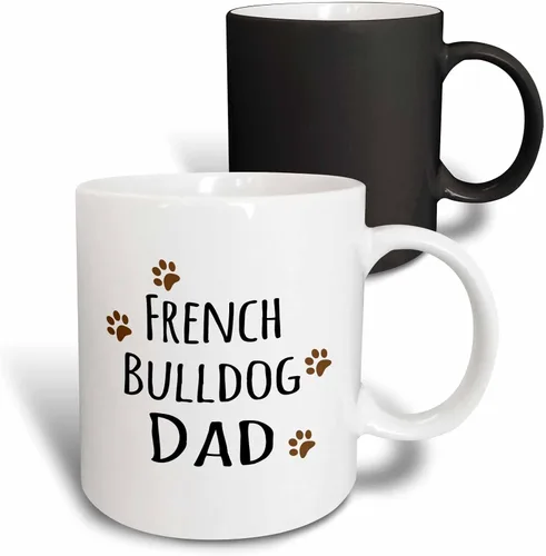 Miniatura 8 de 3dRose French Bulldog Dog Dad-Doggie by Breed-Brown - Taza con estampado de patas fangosas, 11 onzas, color negro