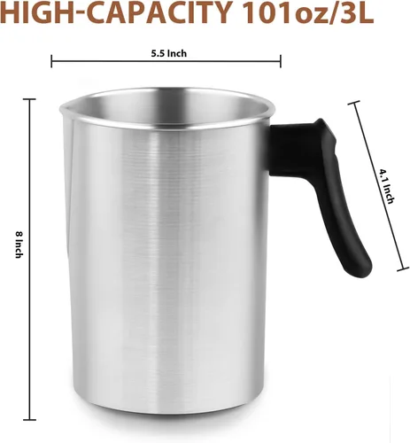 Miniatura 2 de SAEUYVB Olla ligera para hacer velas, soporta 4 libras, olla de fusión de cera de aluminio con mango resistente al calor y boquilla de vertido