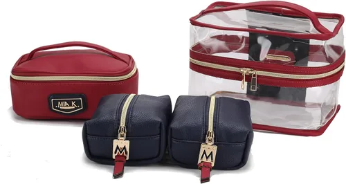 Miniatura 19 de MKF 4PCS elegante bolsa de cosméticos portátil maquillaje viaje organizador caso, Emma Fucsia