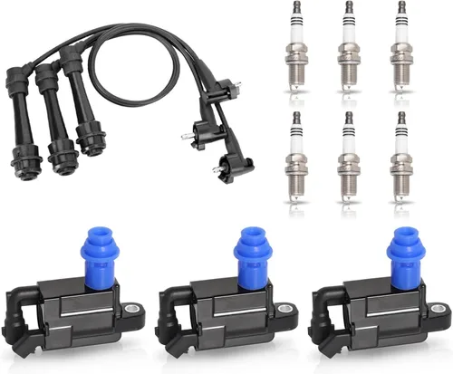 ENA Juego de 3 bobinas de encendido, 6 bujías de platino y 3 cables compatibles con Toyota Lexus 2001-2005 IS300, GS300 1998-2005, SC300 1998-2000,