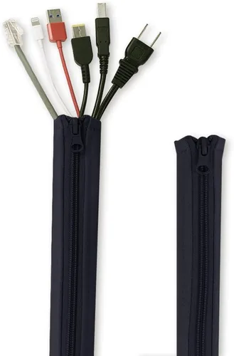 Miniatura 13 de StangH Organizador de mangas para organizar cables, 19 pulgadas, para el hogar y la oficina, con cremallera, organizador de cables, envoltura