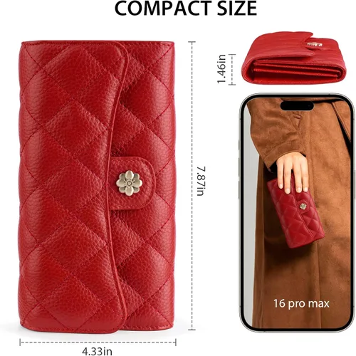 Miniatura 5 de XINNSTAR Cartera para mujer con bloqueo RFID de gran capacidad, cartera larga para mujer con bolsillo de muñeca, con ventana para tarjeta
