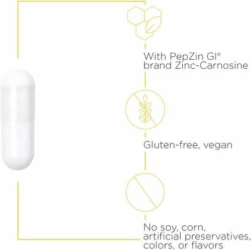 Miniatura 8 de Integrative Therapeutics Zinc-Carnosine - Apoyo para la salud digestiva y del intestino* - Suplemento para el tracto gastrointestinal - Vegano, sin