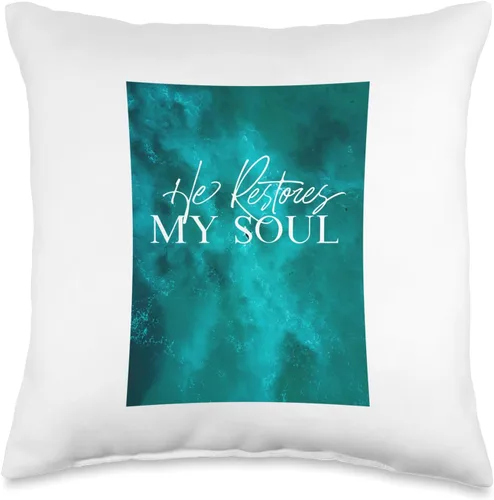 Words of Light He Restores My Soul - Almohada (16 x 16 pulgadas), multicolor