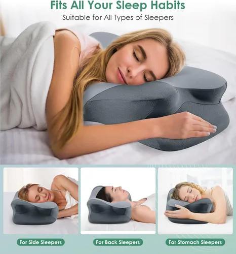 Miniatura 4 de DONAMA - Almohada cervical para dormir, almohada de espuma viscoelástica contorneada para soporte de cuello y hombros, almohada ergonómica