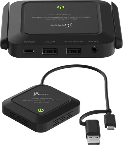 Miniatura 2 de j5create Extensor Inalámbrico para Cámara Web USB, Micrófonos o Altavoces, Ideal para Transmisiones y Conferencias, Sin Compatibilidad