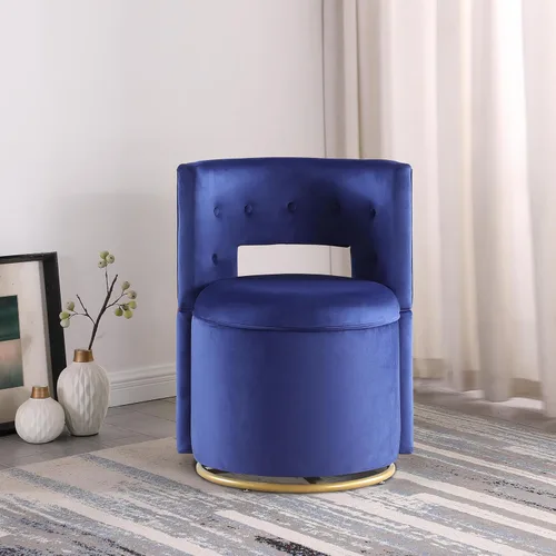 Miniatura 11 de Silla de acento giratoria, sofá redondo de terciopelo de almacenamiento, silla tapizada con barril moderno para guardería, sala de estar, hotel
