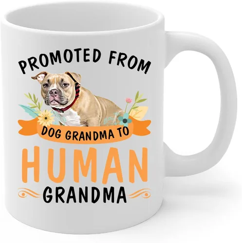Miniatura 2 de Promoted from Tan American Bully Dog Grandma to Human Grandma - Taza de café de cerámica blanca de 11 onzas
