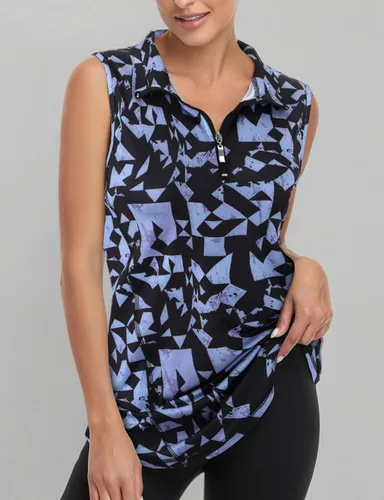 Miniatura 5 de Viracy Camiseta sin mangas con cremallera para mujer, de secado rápido, para entrenamiento de golf