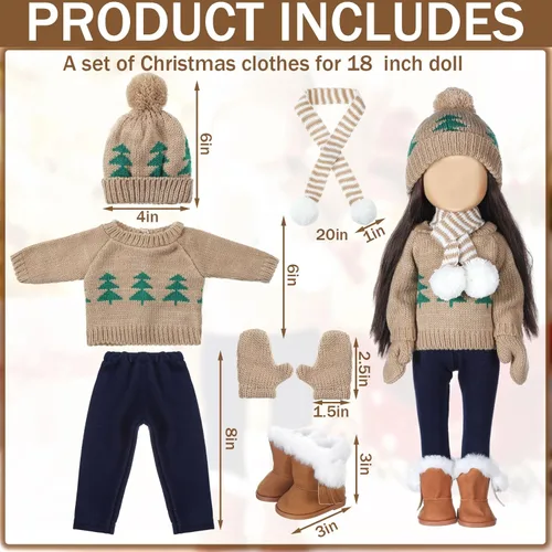 Miniatura 3 de Bencailor Conjunto de ropa y accesorios de invierno de 18 pulgadas para muñecas de invierno, suéteres, pantalones, sombreros, zapatos para regalos