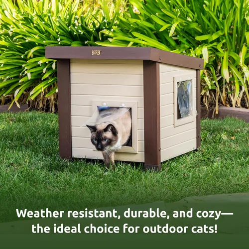 Miniatura 12 de New Age Pet ECOFLEX Albany - Casa para gatos al aire libre, resistente a la intemperie, solapas de doble puerta, 21 pulgadas de ancho x 20 pulgadas