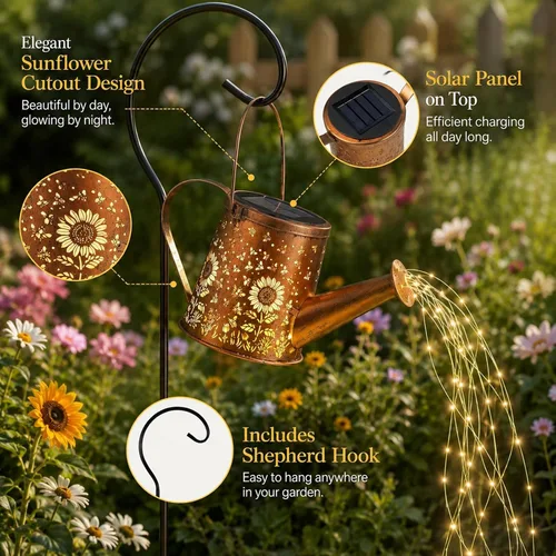 Miniatura 3 de Luz de regadera solar, lámpara colgante alimentada por energía solar, luces de paisaje decorativas para jardín, decoración de jardín impermeable