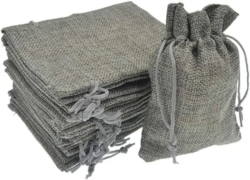 Miniatura 17 de 50 bolsas de arpillera blanca con cordón, bolsas pequeñas de lino de 2.7 x 3.5 pulgadas, bolsas de regalo para joyas, bolsas de dulces para Navidad