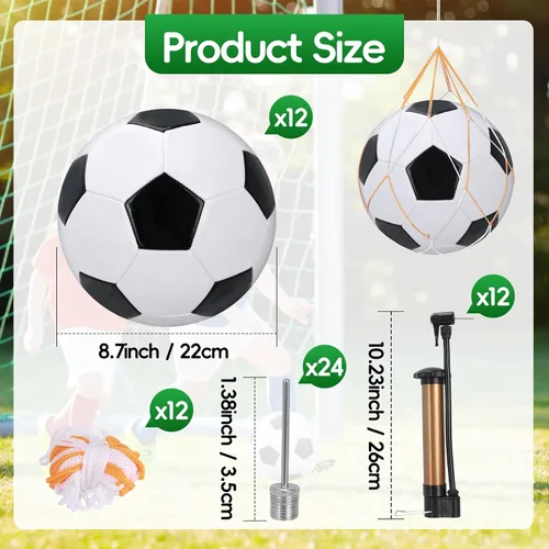 Miniatura 2 de Regalos de operación de Navidad, paquete de 12 pelotas de fútbol a granel, incluyen pelotas de fútbol de tamaño 5 desinfladas con bombas con agujas