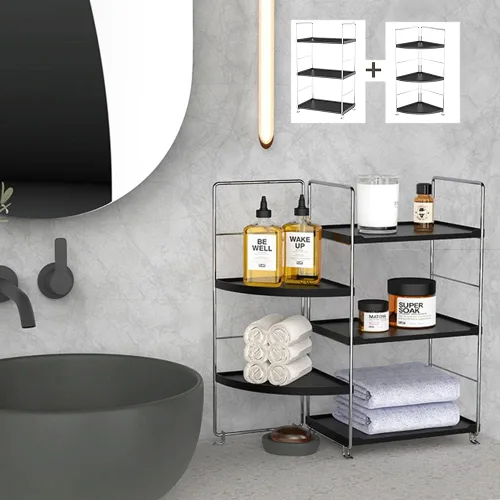 Miniatura 5 de Organizador de encimera de baño de 3 niveles, bandeja de tocador, almacenamiento de cosméticos y maquillaje, estante de pie para especias de cocina