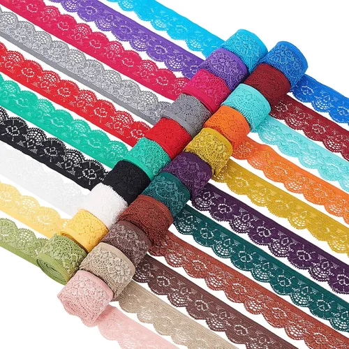 BENECREAT 42 yardas de 1 pulgada de ancho con ribete elástico de encaje de colores surtidos para costura, manualidades, boda, fiesta, decoración,