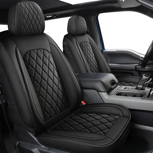 MIROZO Juego completo de fundas de asiento F150, fundas impermeables de cuero para asiento de automóvil, fundas de cojín para automóviles Pick-up