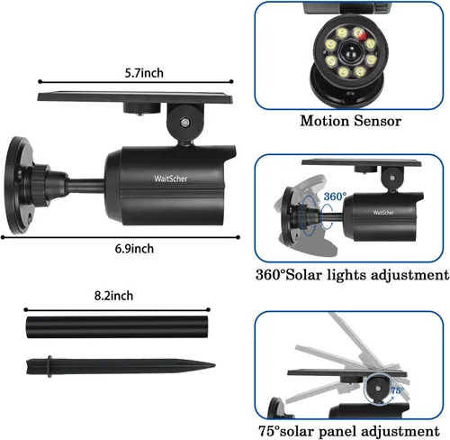 Miniatura 5 de Luces solares con sensor de movimiento para exteriores, IP67, impermeable, 360°, giratorio, energía solar, luces de inundación para graneros