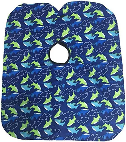 AKOAK Gorro de corte de pelo con estampado de delfín de dibujos animados para niños, impermeable, vestido de peluquería, vestido de salón, delantal,