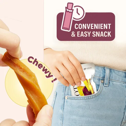 Miniatura 3 de Gangwon Export - Bocadillos masticables coreanos de batata dulces envueltos individualmente [25] – Palitos de batata veganos 100% naturales – Sin