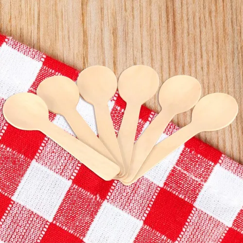 Miniatura 5 de Cucharas desechables de madera, 100 unidades, ecológicas, compostables, biodegradables, para helado, para cocinar, servir utensilios de cocina