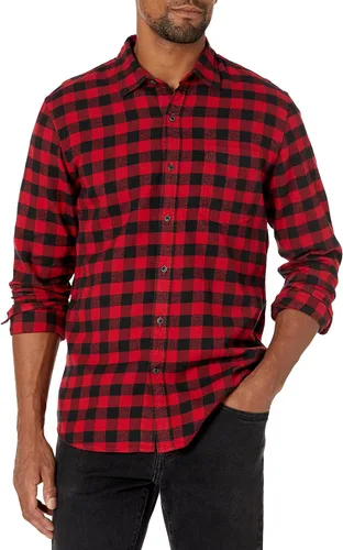 Miniatura 22 de Amazon Essentials Camisas de franela de manga larga para hombre, corte ajustado, a cuadros con botones