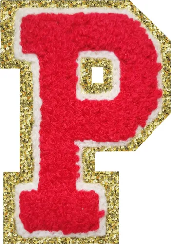 Miniatura 153 de Parches de letras termo-adhesivas de felpilla para chaquetas, parches de letras universitarias con brillantina para planchar en la letra azul A