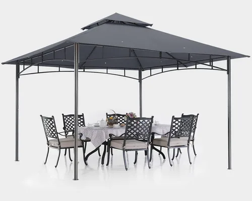 Miniatura 3 de ABCCANOPY Gazebos para patios 10x10 - Gazebo con marco de acero para exteriores para césped, patio trasero, jardín, terraza (gris oscuro)