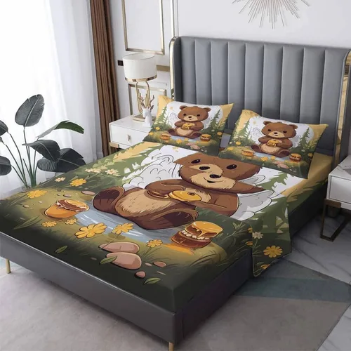 Miniatura 11 de Bear Sheets tamaño individual – Sábanas de microfibra suave y bolsillo profundo y sábanas con patrón sin arrugas, 3 piezas