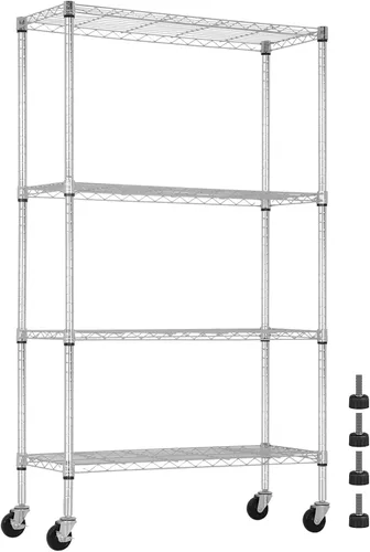 Miniatura 19 de Estantería de alambre de 32 pulgadas de alto x 23 pulgadas de ancho x 13 pulgadas de profundidad, estante de almacenamiento con ruedas, estante