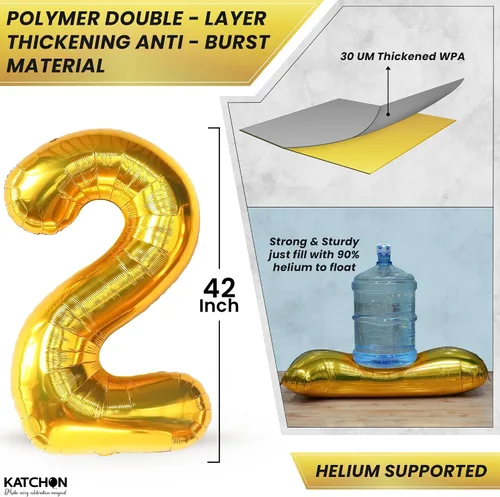 Miniatura 3 de Katchon, Globos gigantes dorados 2026 – 42 pulgadas Globos de Año Nuevo Números de globos 2026 Globo dorado para decoraciones de Año Nuevo