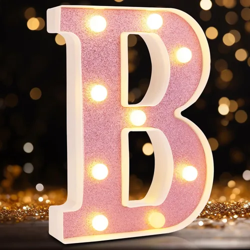 Miniatura 13 de Letras pequeñas de marquesina LED, letras iluminadas, letras LED de 8.58 pulgadas, letrero iluminado a pilas para mesa, fiesta, cumpleaños