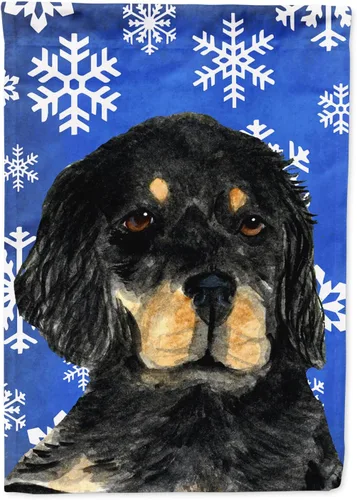 Miniatura 175 de Caroline's Treasures SC9374GF Bulldog English Snow flakes Holiday Garden Flag Buzón Bandera decorativa para patio exterior, patio, obras de arte