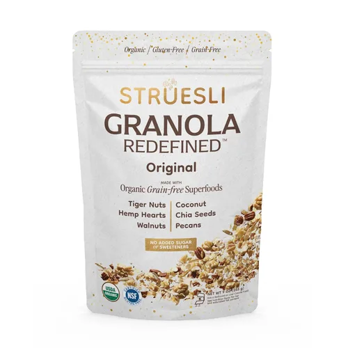 Miniatura 25 de Struesli Cacao + Café Orgánica Granola, Sin Granos y Sin Gluten, Bocadillos Saludables con Cacao, Café, Frutos de Chufa, Nueces Pecanas, Nueces