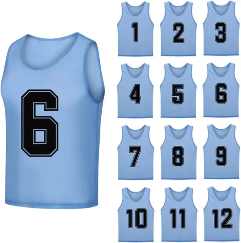 Miniatura 13 de Paquete de 12 (1-12) Pinnies/baberos de entrenamiento de fútbol/camisetas de baloncesto para niños, jóvenes y adultos