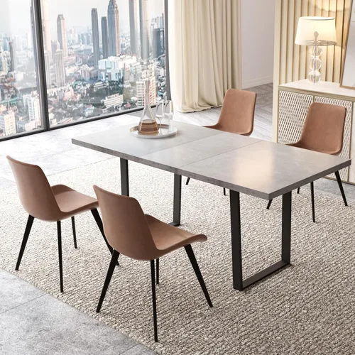 Miniatura 31 de ZckyCine Conjunto moderno de mesa de comedor de 5 piezas con mesa rectangular de madera y 4 sillas tapizadas en cuero, capacidad para 4 personas