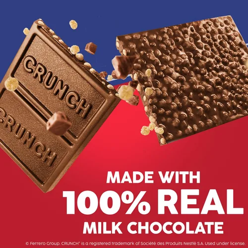 Miniatura 6 de CRUNCH Minis - Barras de caramelo, chocolate cremoso con leche con arroz crujiente, envueltas individualmente, 8 bolsas resellables, 9.8 onzas cada
