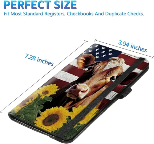 Miniatura 37 de Funda para chequera para hombres y mujeres, cartera de cuero RFID con ranuras para tarjetas de crédito, soporte de cheques duplicados personales