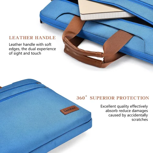 Miniatura 3 de LONMEN Bolsa de hombro para laptop de 14 pulgadas, funda de transporte para MacBook Pro/Microsoft Surface/Dell XPS/Lenovo/Asus/HP, azul