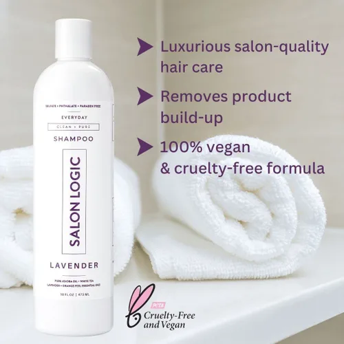 Miniatura 5 de SalonLogic Champú limpio y puro para uso diario, lavanda, productos de calidad de salón, tratamiento de queratina, aroma natural, hidratante