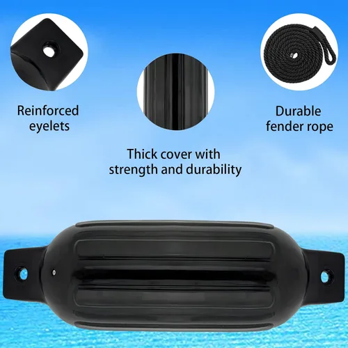 Miniatura 4 de ISURE MARINE Paquete de 4 fundas para parachoques de barcos (negro, varios tamaños)