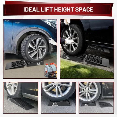 Miniatura 6 de ROBLOCK Rampas extraíbles de perfil bajo para soporte de gato y elevación alta, rampas de coche resistentes para autos bajos, rampas desmontables