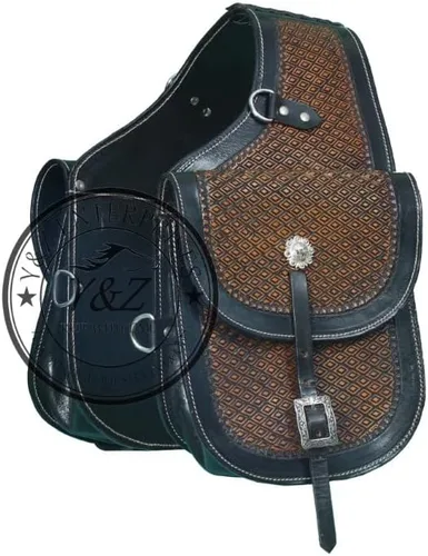 Y&Z - Bolsa de sillín de cuero para caballos | Montar a caballo | Paseo por sendero de placer adecuado para equitación y carreras de barriles |