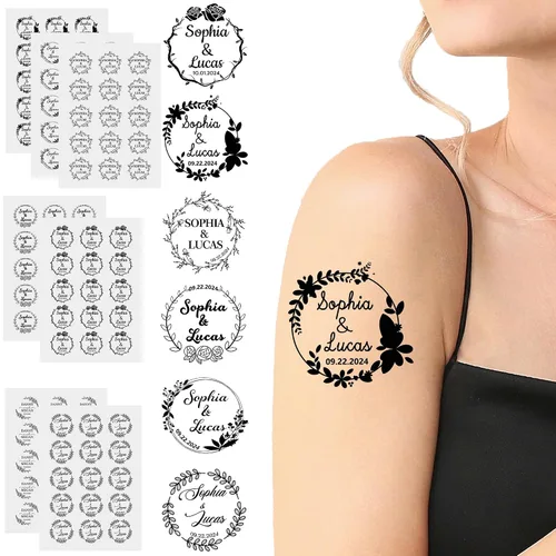 Miniatura 19 de Tatuaje personalizado con nombre y cara, tatuaje temporal personalizado para adultos, niños, amados, un amigo o familia, cara con nombre, 2 x 2