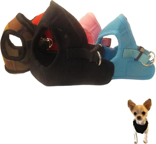 Miniatura 15 de Arnés para perros de malla suave, cómodo para razas pequeñas, cachorros, juguetes, de 2 a 16 lb, en color rosa bebé, azul, negro, rojo, camuflado