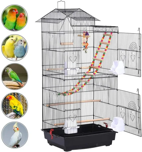 Miniatura 6 de Yaheetech Jaula de 39 pulgadas para pájaros de techo grande para loros pequeños, cacatúas, periquitos del sol, conure de mejillas verdes
