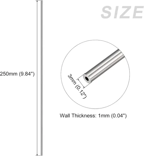 Miniatura 2 de METALLIXITY Tubo de acero inoxidable 304 (0.118 in de diámetro exterior x 0.039 in pared T x 9.843 in de largo), 2 piezas, tubo recto - para muebles
