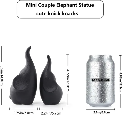 Miniatura 2 de Figuras de elefante de cerámica con tronco arriba, par de parejas amorosas estatuas de elefante, pequeñas esculturas africanas para decoración