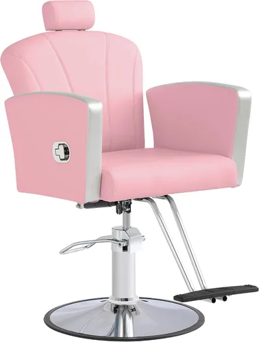 Miniatura 13 de LOUVIXA Silla de salón de altura ajustable para silista de cabello, sillas reclinables de peluquería, silla de peluquería hidráulica, silla
